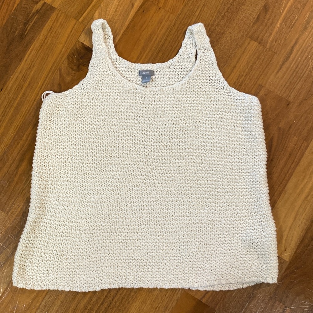 Aerie, size small, cream, colored knit tank top